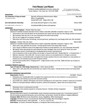 Mccombs Template Resume